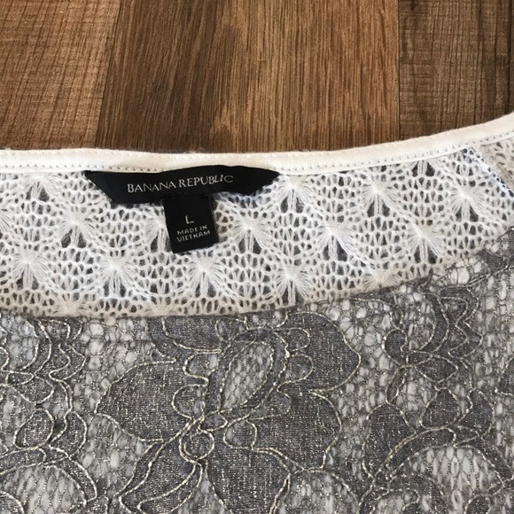 Banana Republic Grey Shimmer Pull Over Sz L - Picture 3 of 6